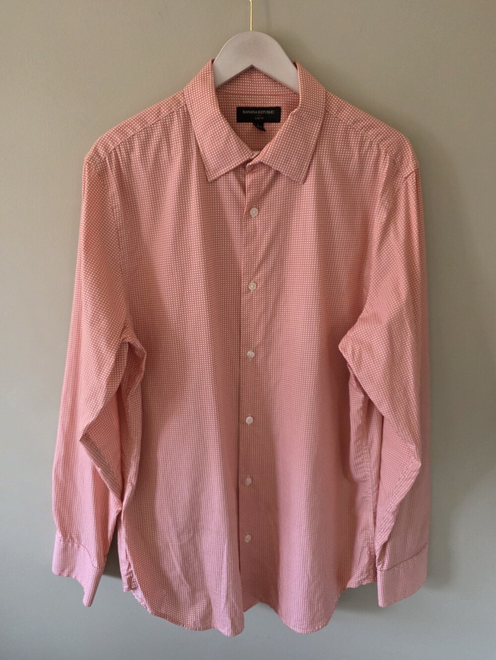 NWOT Banana Republic Factory L Slim Modern Preppy Retro Geometric Dress Shirt